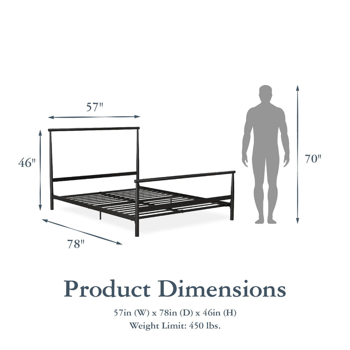 Calixa Modern Metal Bed with Multiple Height Adjustment Options - Black - Full