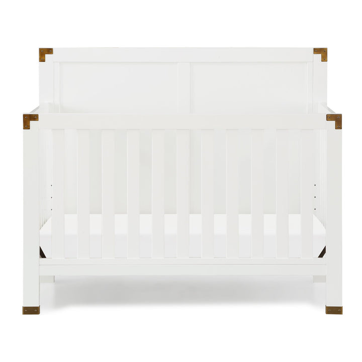 Miles 5 in 1 Convertible Crib with Brass Finished Accents - White