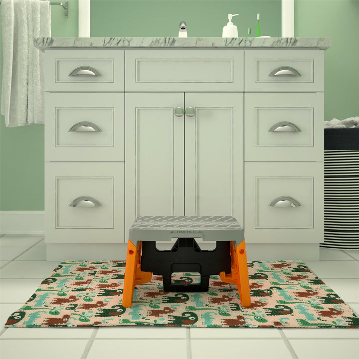 1 Step Plastic Folding Step Stool with 300 lb Weight Capacity - Orange
