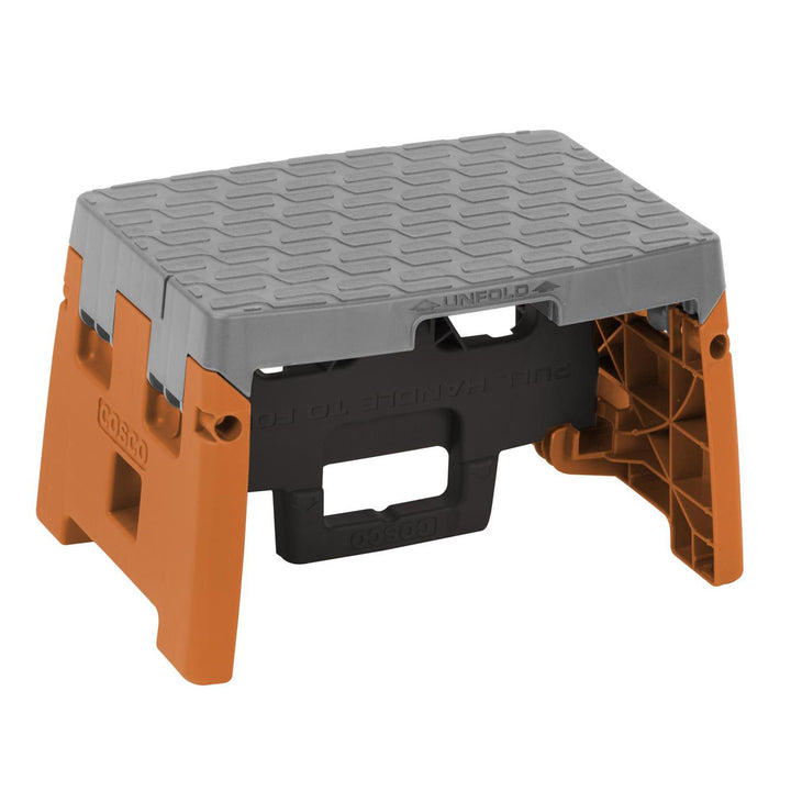 1 Step Plastic Folding Step Stool with 300 lb Weight Capacity - Orange