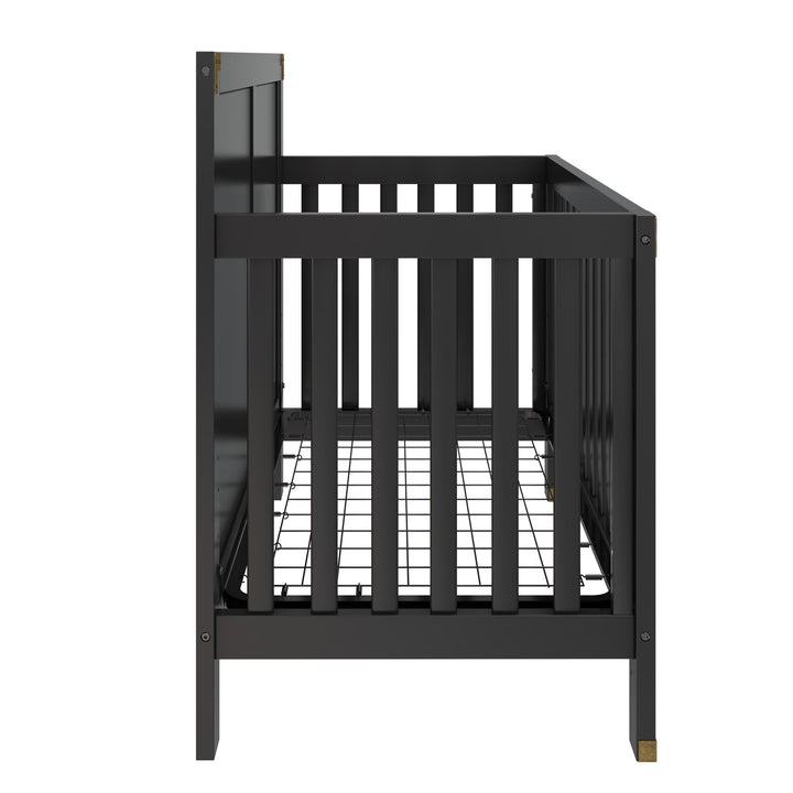Miles 5 in 1 Convertible Crib with Brass Finished Accents - Black