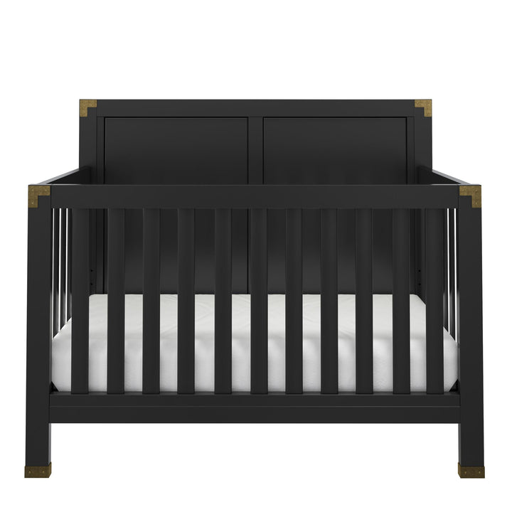 Miles 5 in 1 Convertible Crib with Brass Finished Accents - Black