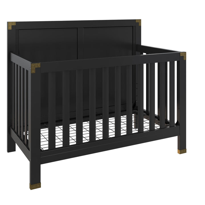 Miles 5 in 1 Convertible Crib with Brass Finished Accents - Black