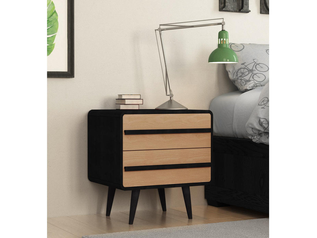 Tilaa Scandinavian Style 2 Drawer Nightstand - Black