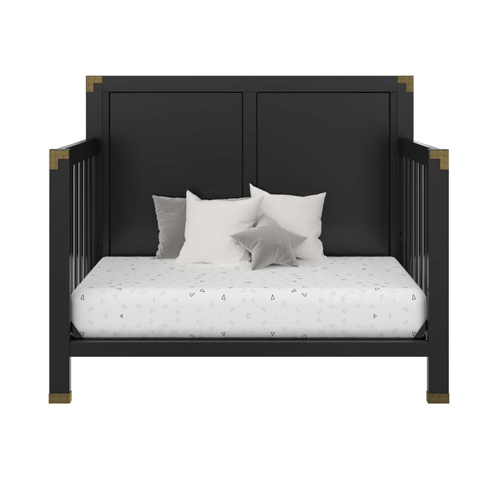 Miles 5 in 1 Convertible Crib with Brass Finished Accents - Black
