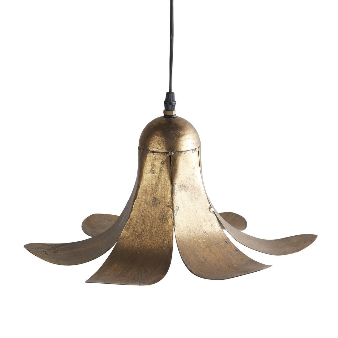 Iron pendant light with flower details - Brass