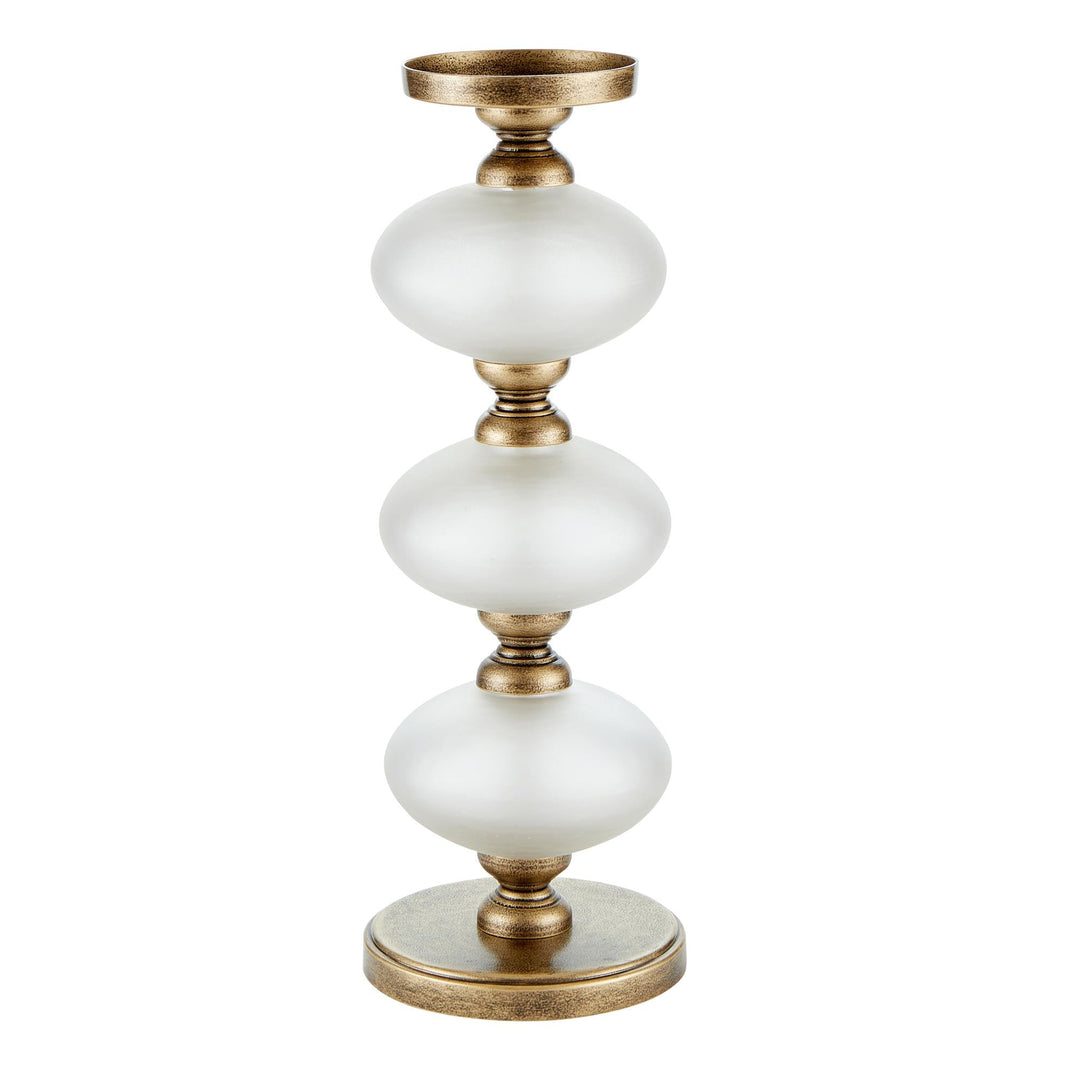 Candle holder with Gold Accents - Glacier White