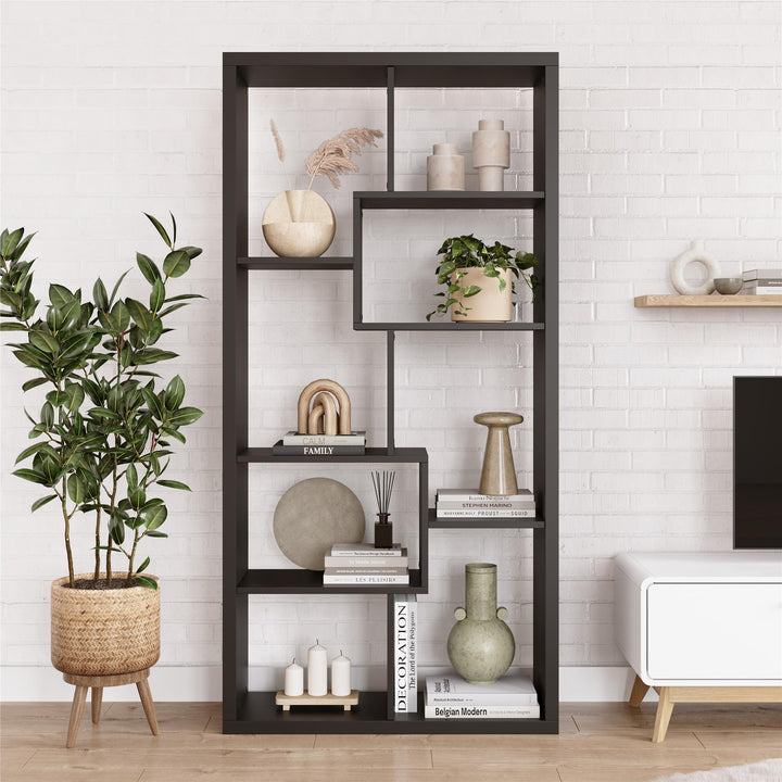 Leva Scandinavian Style Open Bookcase with Multiple Shelves - Black