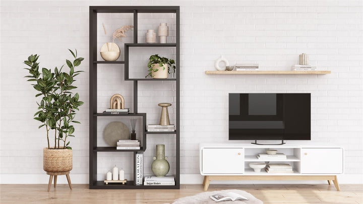Leva Scandinavian Style Open Bookcase with Multiple Shelves - Black