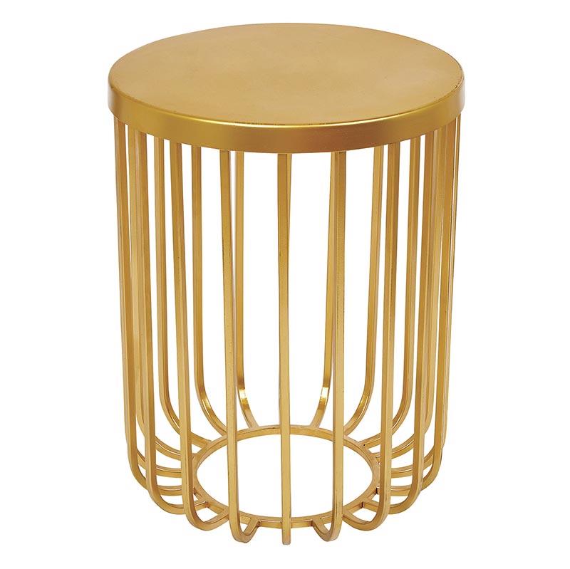 Modern Gold Iron Basket Table - Gold