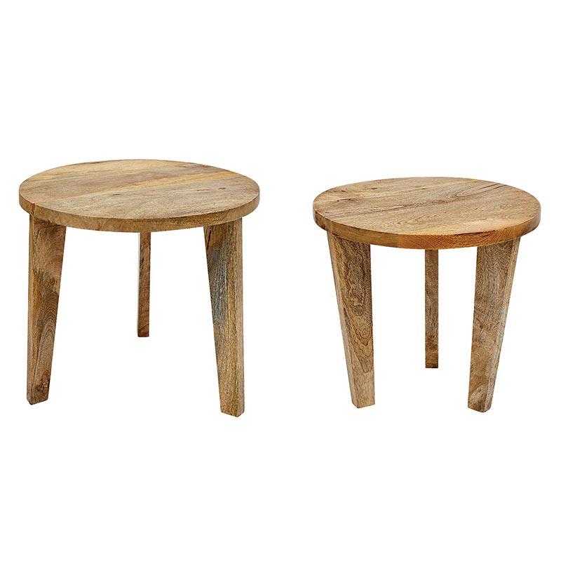 Wooden Tables, Set of 2 - Neutral Wood Grain