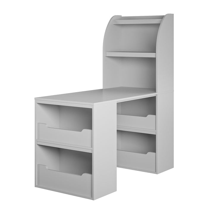 Jocelyn Multifunctional Storage Desk with 6 Shelves - Dove Gray
