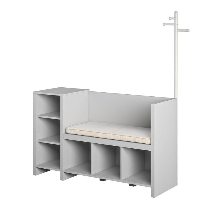Jocelyn Storage Bench and Coat Rack with 6 Shelves - Dove Gray