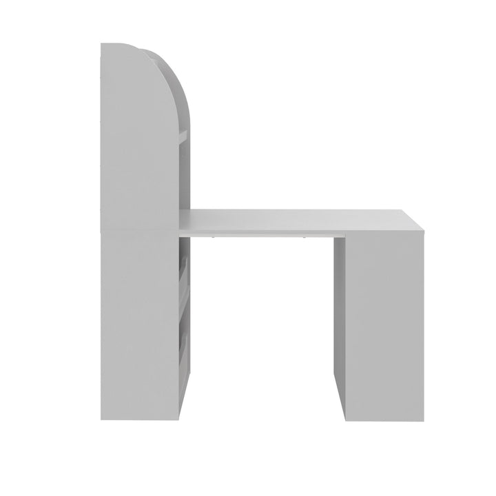 Jocelyn Multifunctional Storage Desk with 6 Shelves - Dove Gray