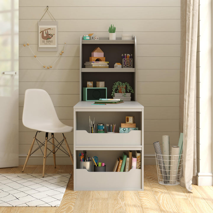 Jocelyn Multifunctional Storage Desk with 6 Shelves - Dove Gray