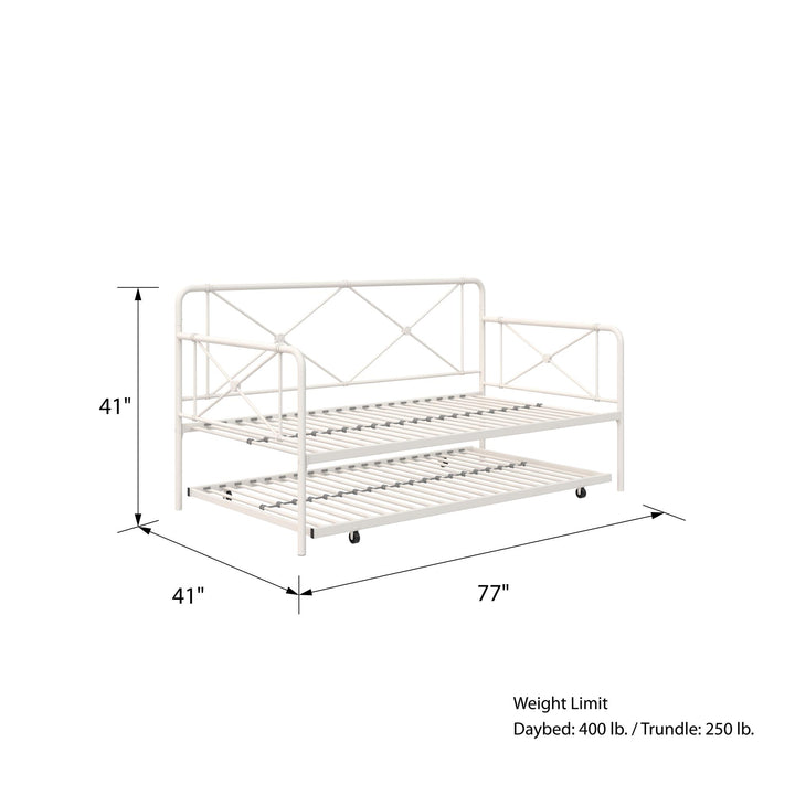 Ally Metal Farmhouse Style Daybed and Trundle Set - White - Twin