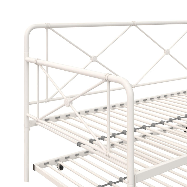 Ally Metal Farmhouse Style Daybed and Trundle Set - White - Twin