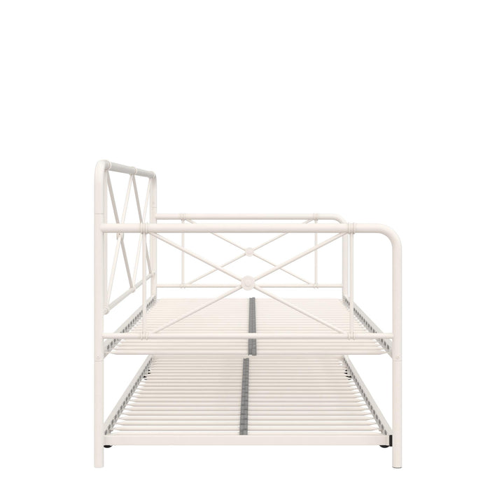 Ally Metal Farmhouse Style Daybed and Trundle Set - White - Twin