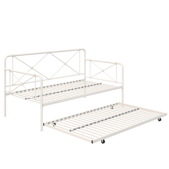 Ally Metal Farmhouse Style Daybed and Trundle Set - White - Twin