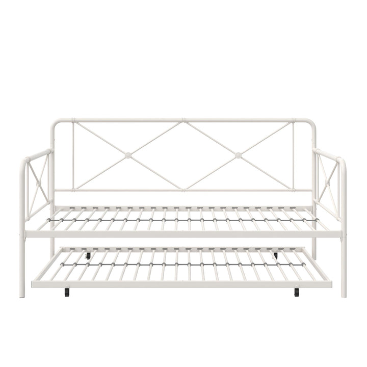 Ally Metal Farmhouse Style Daybed and Trundle Set - White - Twin