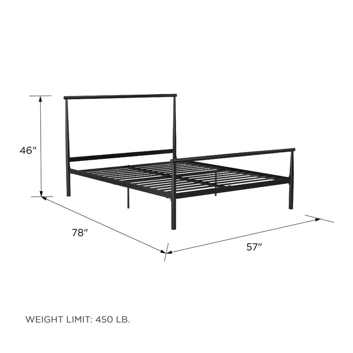 Calixa Modern Metal Bed with Multiple Height Adjustment Options - Black - Full