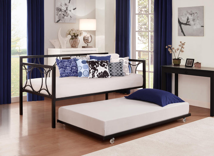 Universal Metal Trundle for Daybeds with Slats (Trundle Only) - Black - Twin
