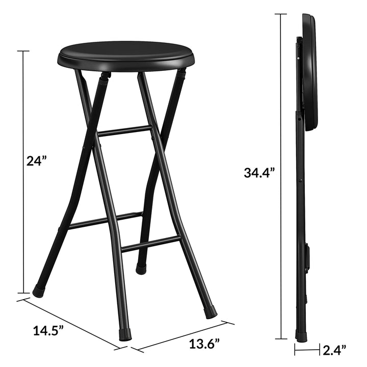24 Inch Vinyl Padded Folding Stool with 200 lb Weight Capacity - Black - 4-Pack