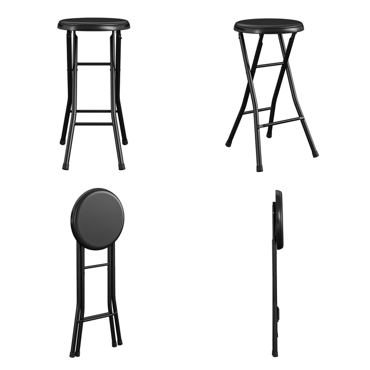 24 Inch Vinyl Padded Folding Stool with 200 lb Weight Capacity - Black - 4-Pack