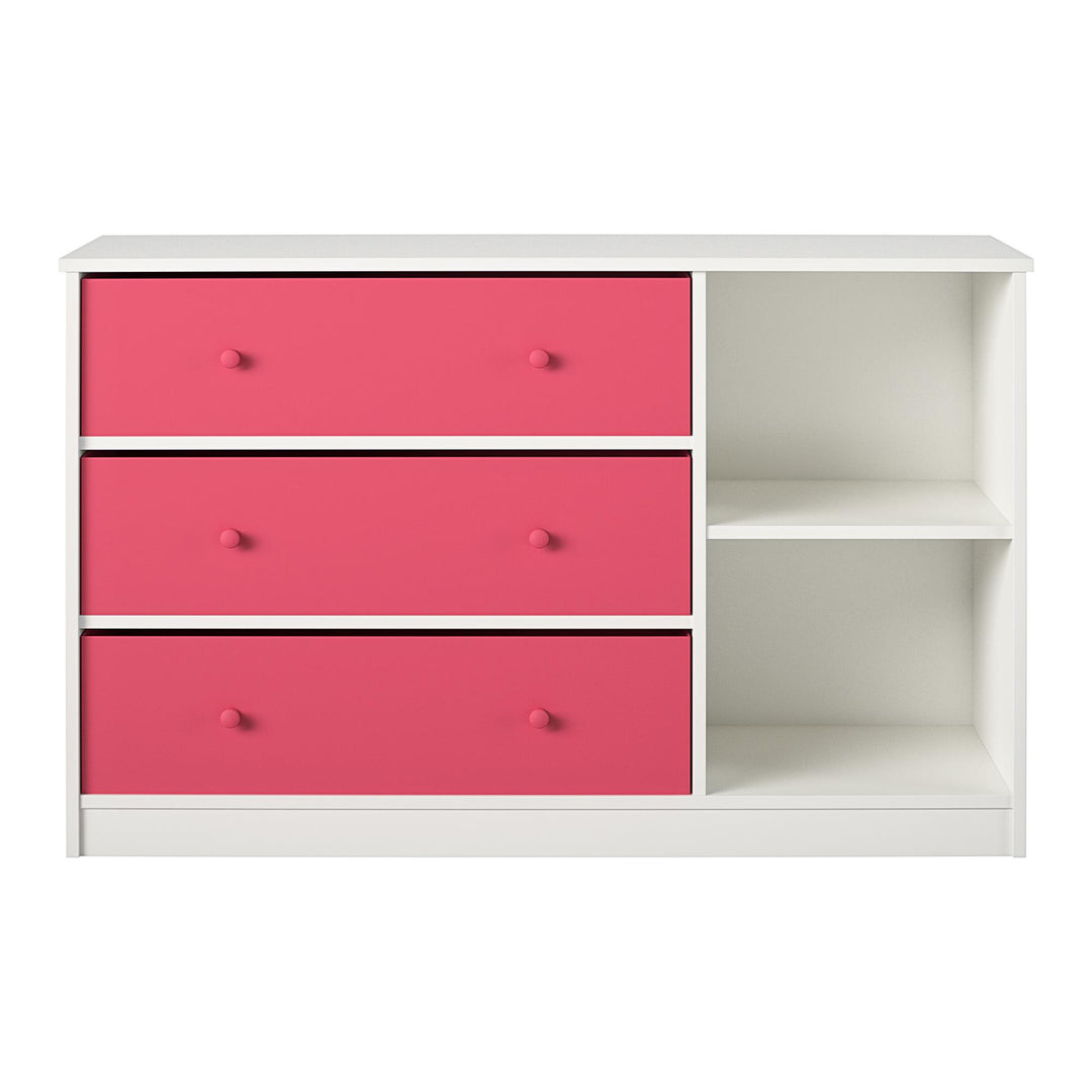 Elegant Wide Dresser with Fabric Bins -  Pink