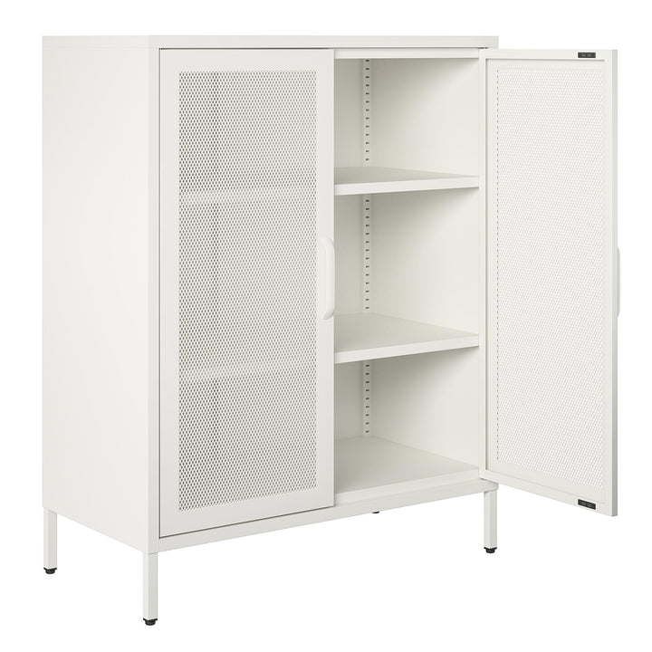 Shadwick 2 Door Metal Locker Accent Storage Cabinet-Mesh Metal Doors - White