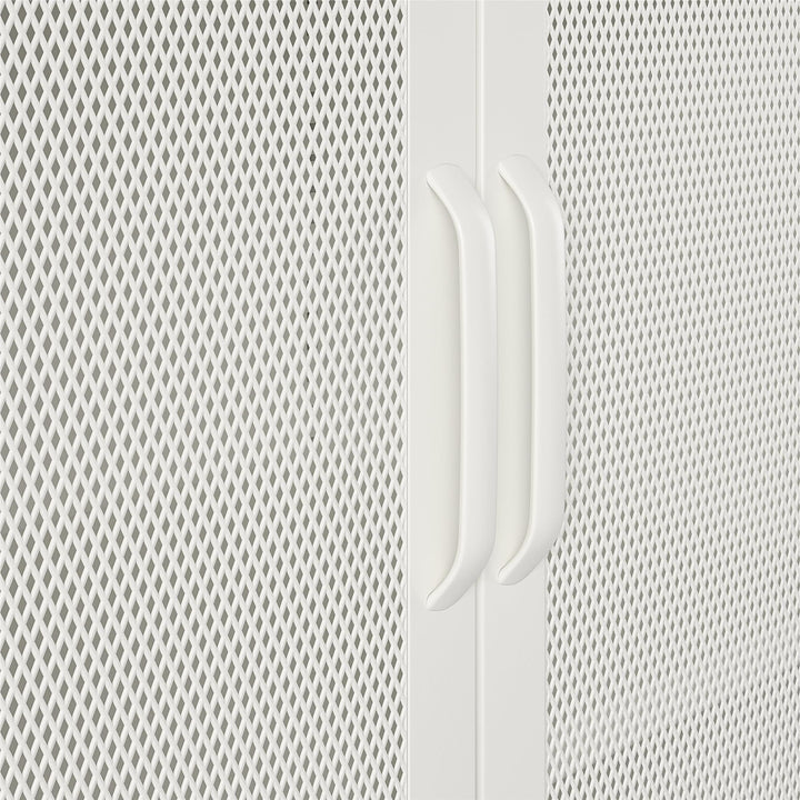 Shadwick 2 Door Metal Locker Accent Storage Cabinet-Mesh Metal Doors - White