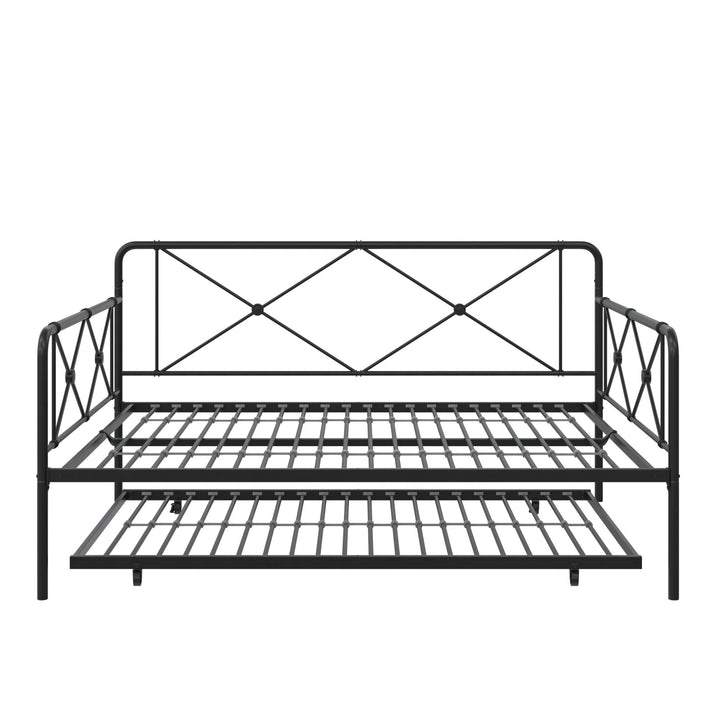 Ally Metal Farmhouse Style Daybed and Trundle Set - Black - Full