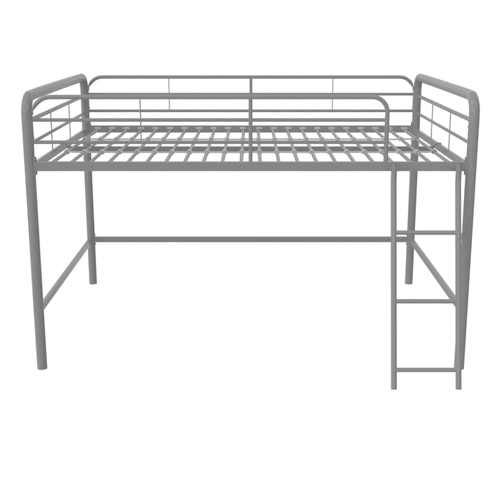 Stylish Full Metal Loft Bed with 3 Step Ladder -  Silver  -  Full