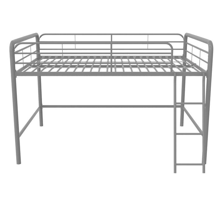 Jett Junior Full Metal Loft Bed with 3 Step Ladder - Silver - Full