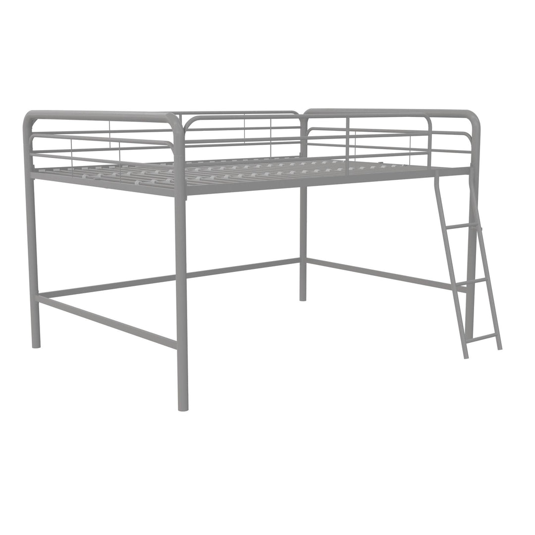 Jett Junior Full Metal Loft Bed with 3 Step Ladder - Silver - Full