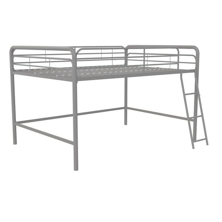 Jett Junior Full Metal Loft Bed with 3 Step Ladder - Silver - Full