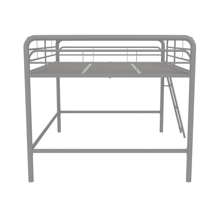 Jett Junior Full Metal Loft Bed with 3 Step Ladder - Silver - Full