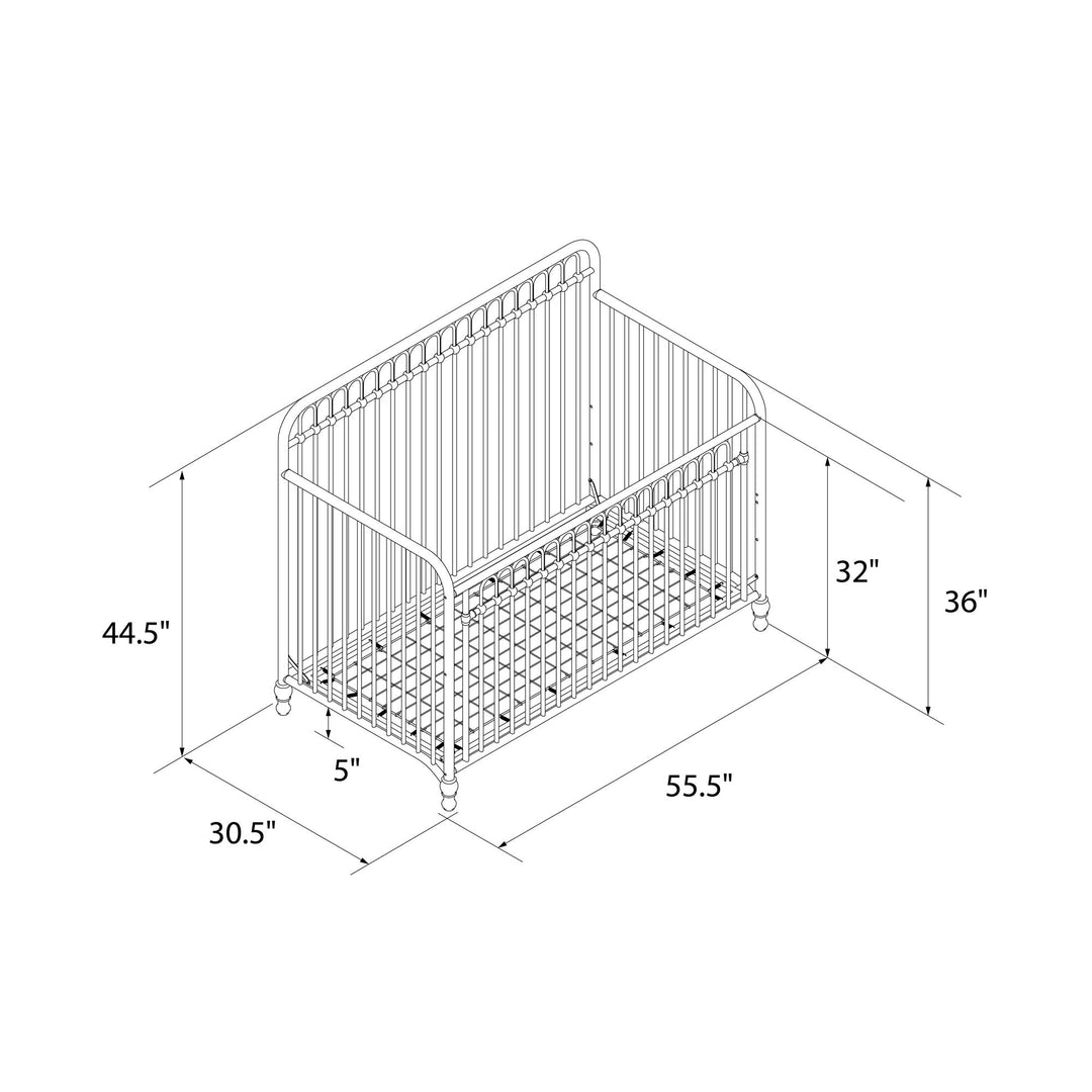 Ivy 3 in 1 Convertible Metal Crib - Gold