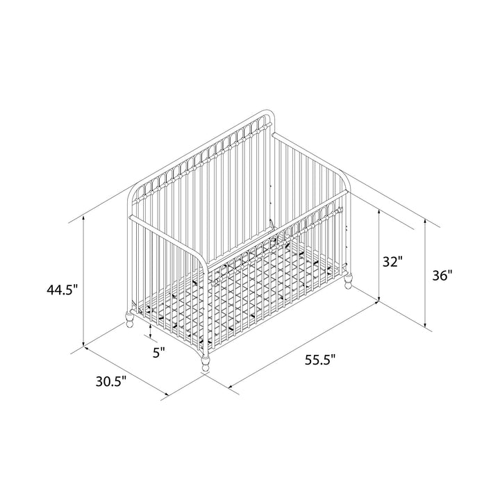 Ivy 3 in 1 Convertible Metal Crib - Gold