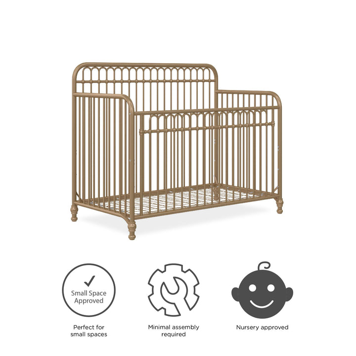 Ivy 3 in 1 Convertible Metal Crib - Gold