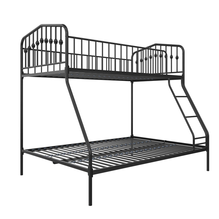 Bushwick Metal Bunk Bed with Secured Metal Slats and Integrated Ladder - Black - Twin-Over-Full