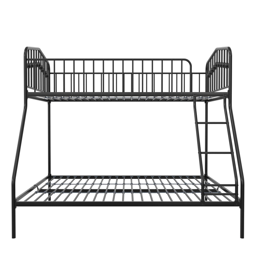 Bushwick Metal Bunk Bed with Secured Metal Slats and Integrated Ladder - Black - Twin-Over-Full