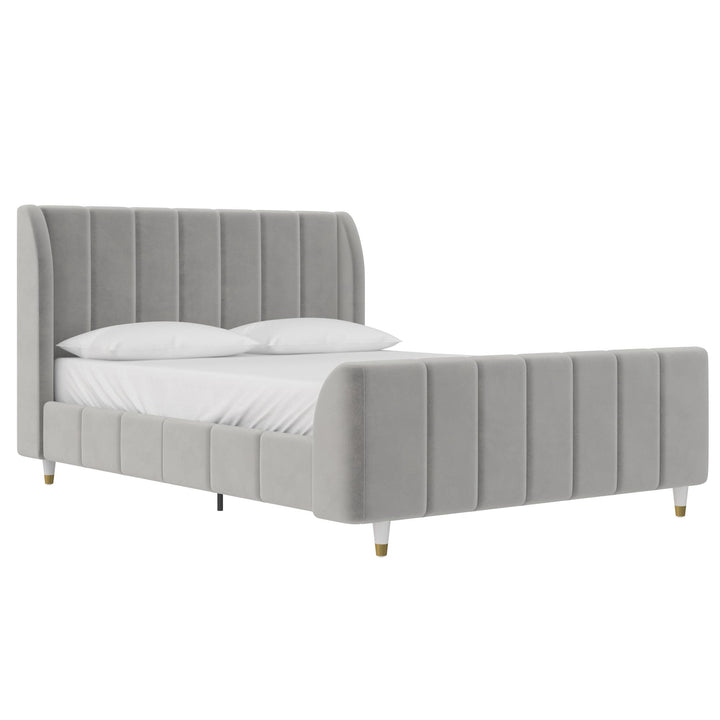 Valentina Upholstered Bed with Channel Tufting - Gray - Full