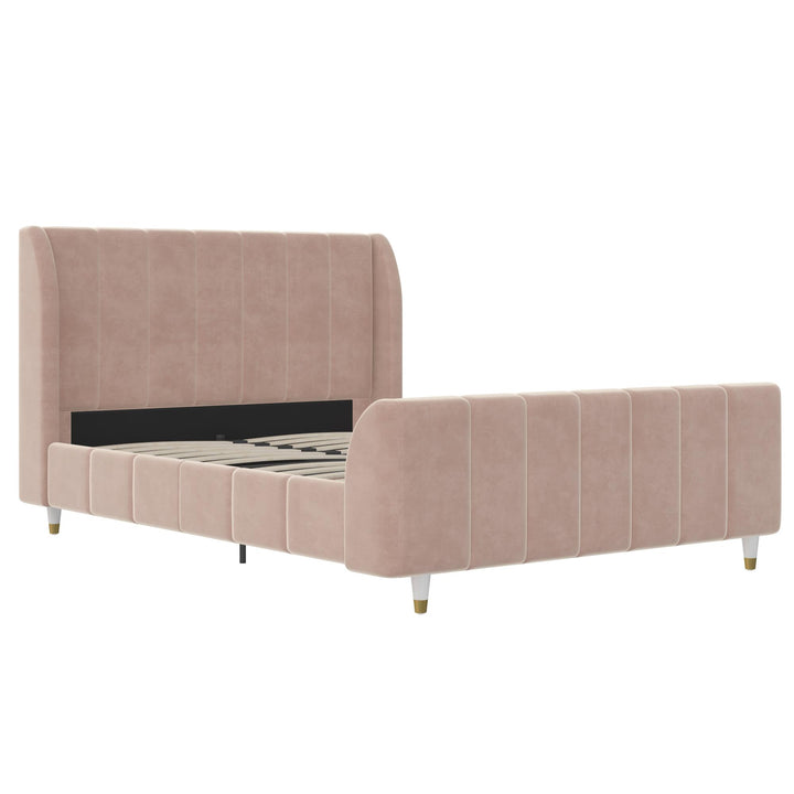 Valentina Upholstered Bed with Channel Tufting - Pink - Full