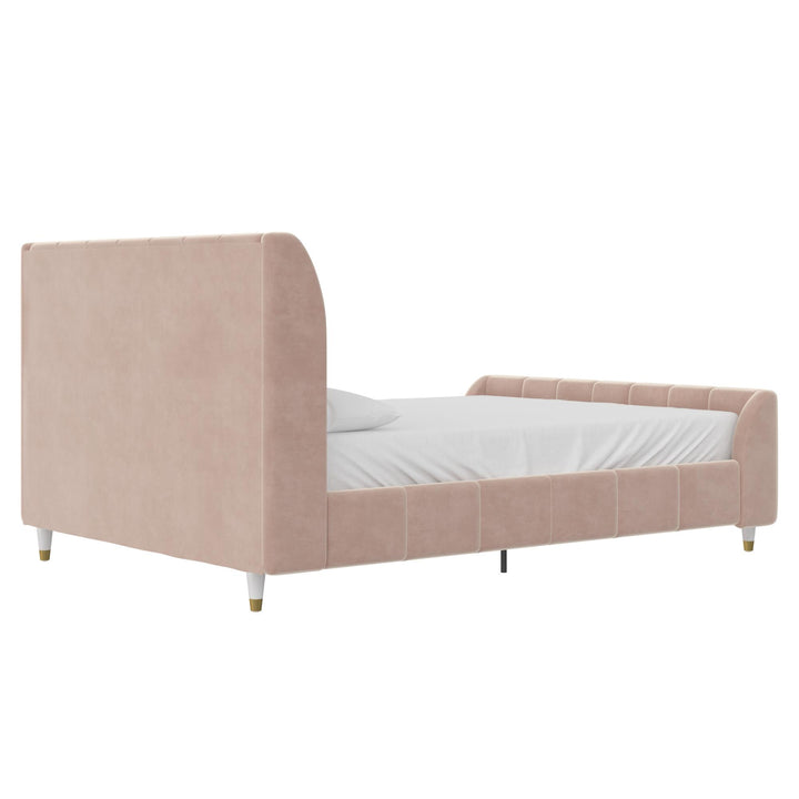 Valentina Upholstered Bed with Channel Tufting - Pink - Full