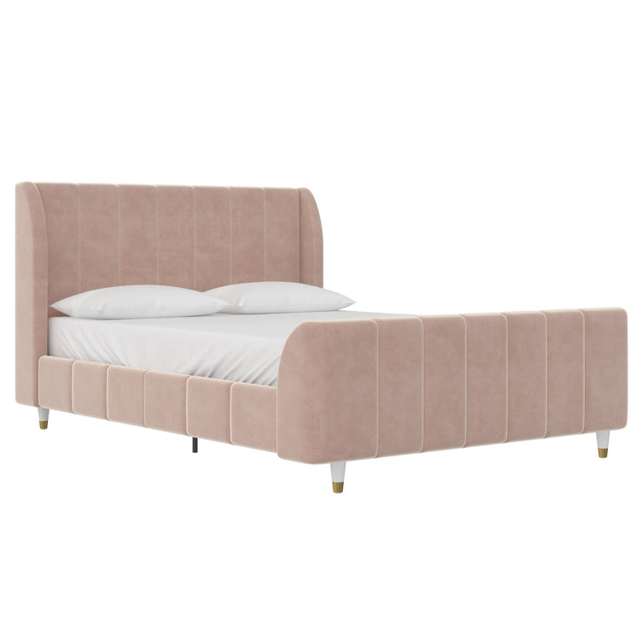Valentina Upholstered Bed with Channel Tufting - Pink - Full