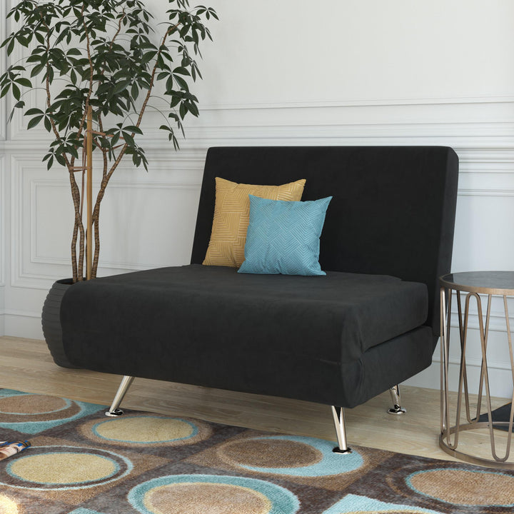 Mikko Seater Flip Chair with Wood Frame and Steel Legs - Black