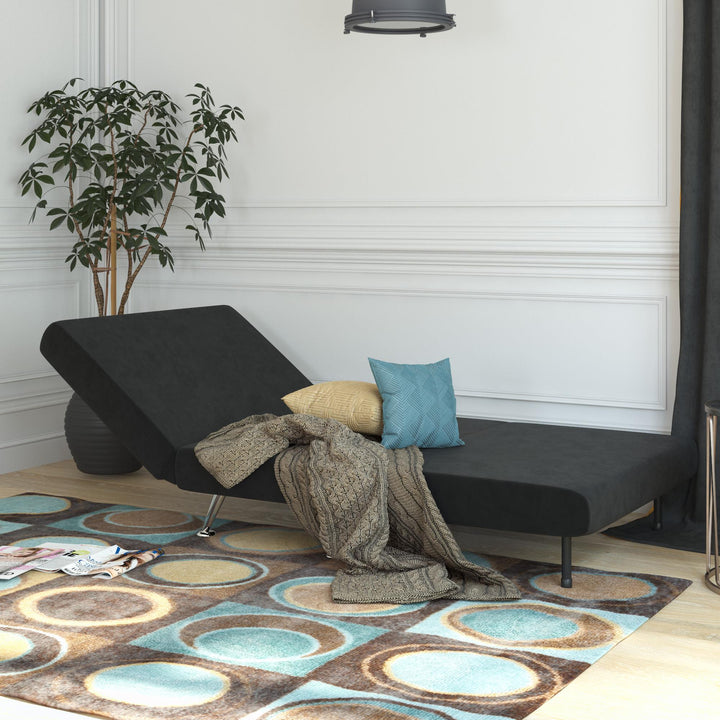 Mikko Seater Flip Chair with Wood Frame and Steel Legs - Black