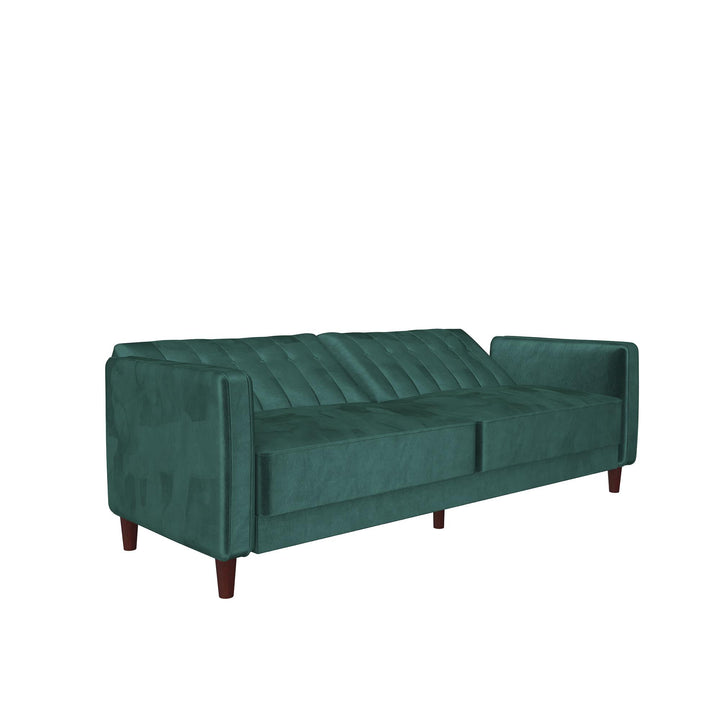 Pin Tufted Transitional Futon with Vertical Stitching and Button Tufting - Green