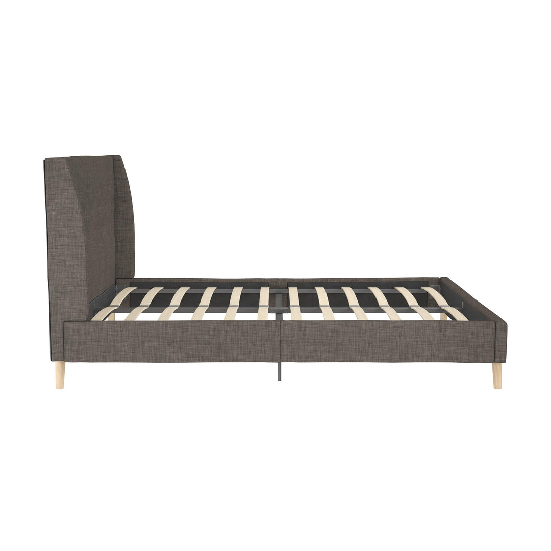 Comfortable wingback bed online -  Grey Linen 